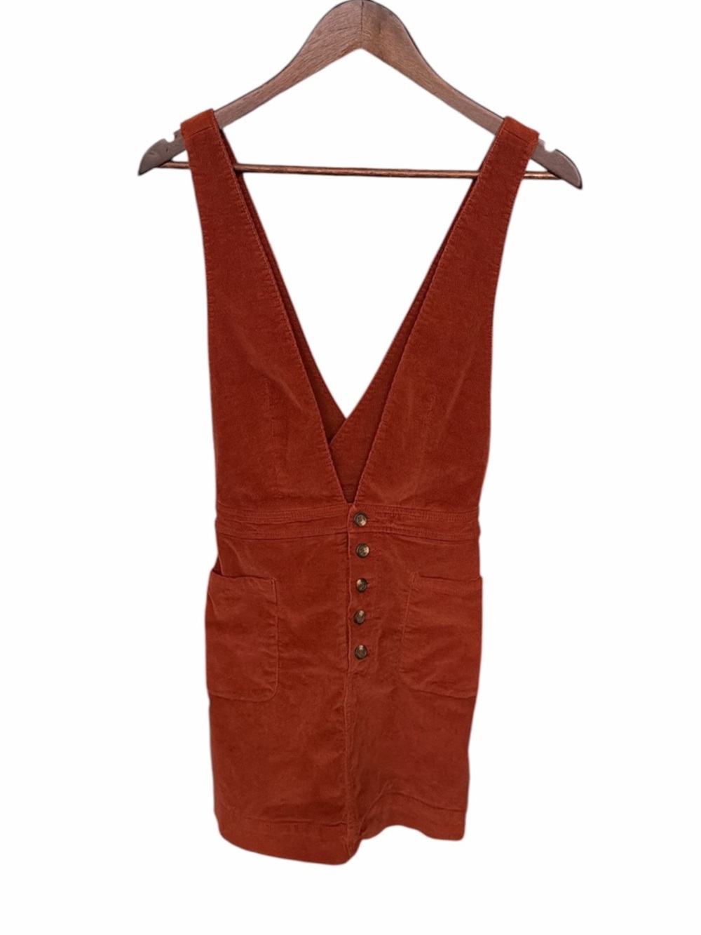 Free People Rolling Thunder Brown corduroy cinnamon jumper dress size 6 festival